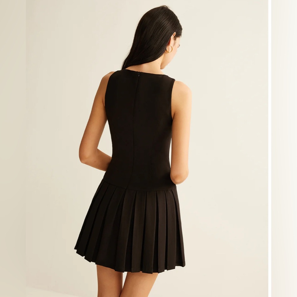 NWT Commense Metal Button Pleated Tank Dress - Picture 2 of 7